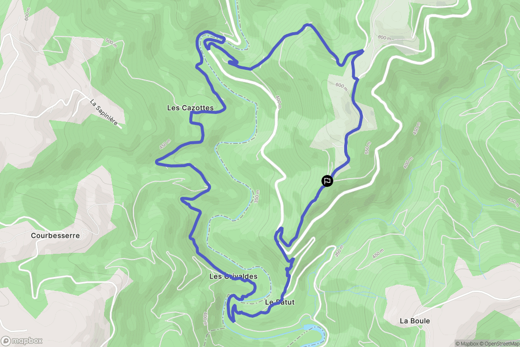 Murols : carte du parcours de randonnée - France