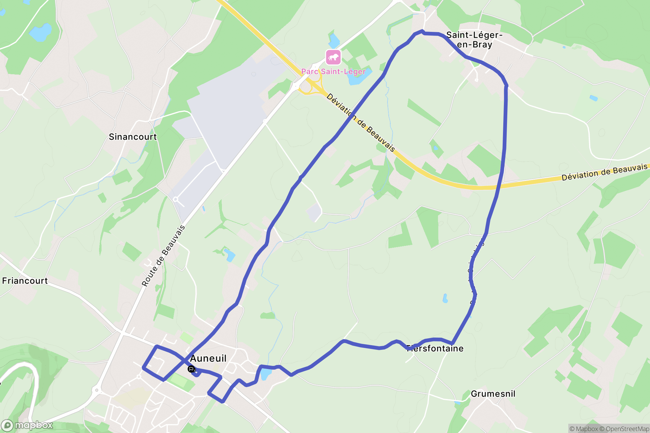 Auneuil : carte du parcours de randonnée - France