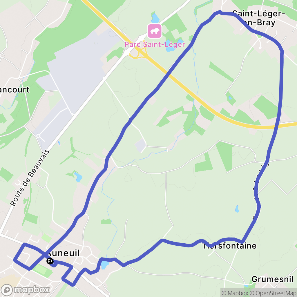 Auneuil : carte du parcours de randonnée - France
