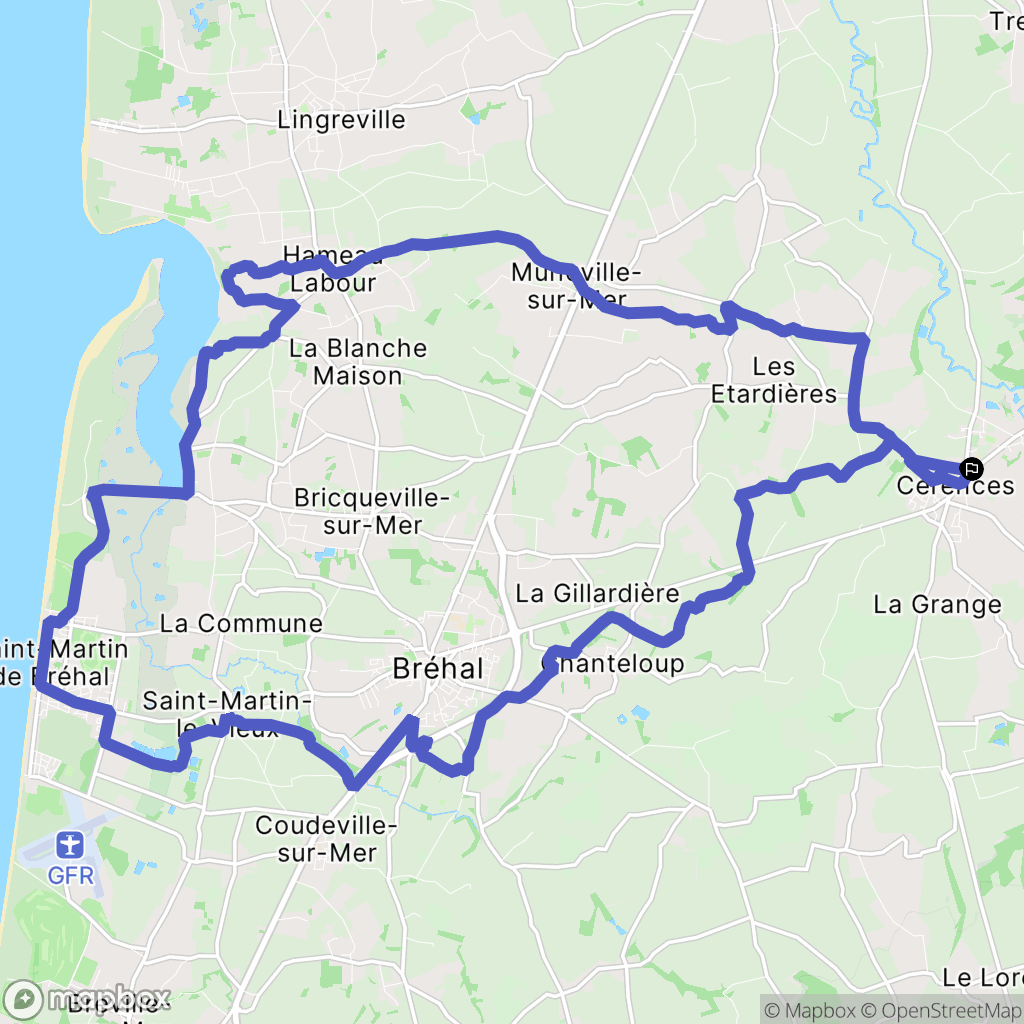 Cérences : carte du parcours de randonnée - France
