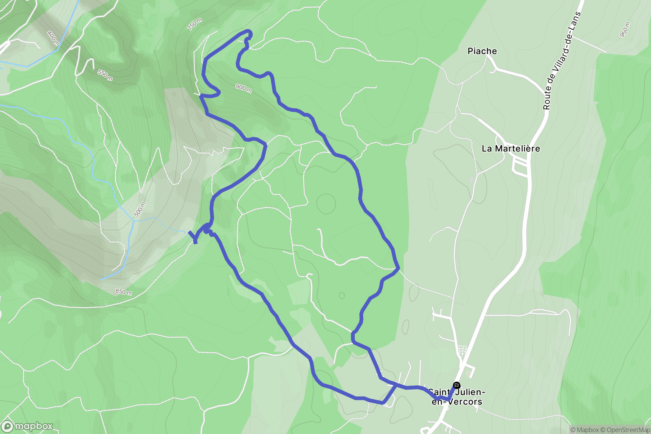 Saint-Julien-en-Vercors : carte du parcours de randonnée - France