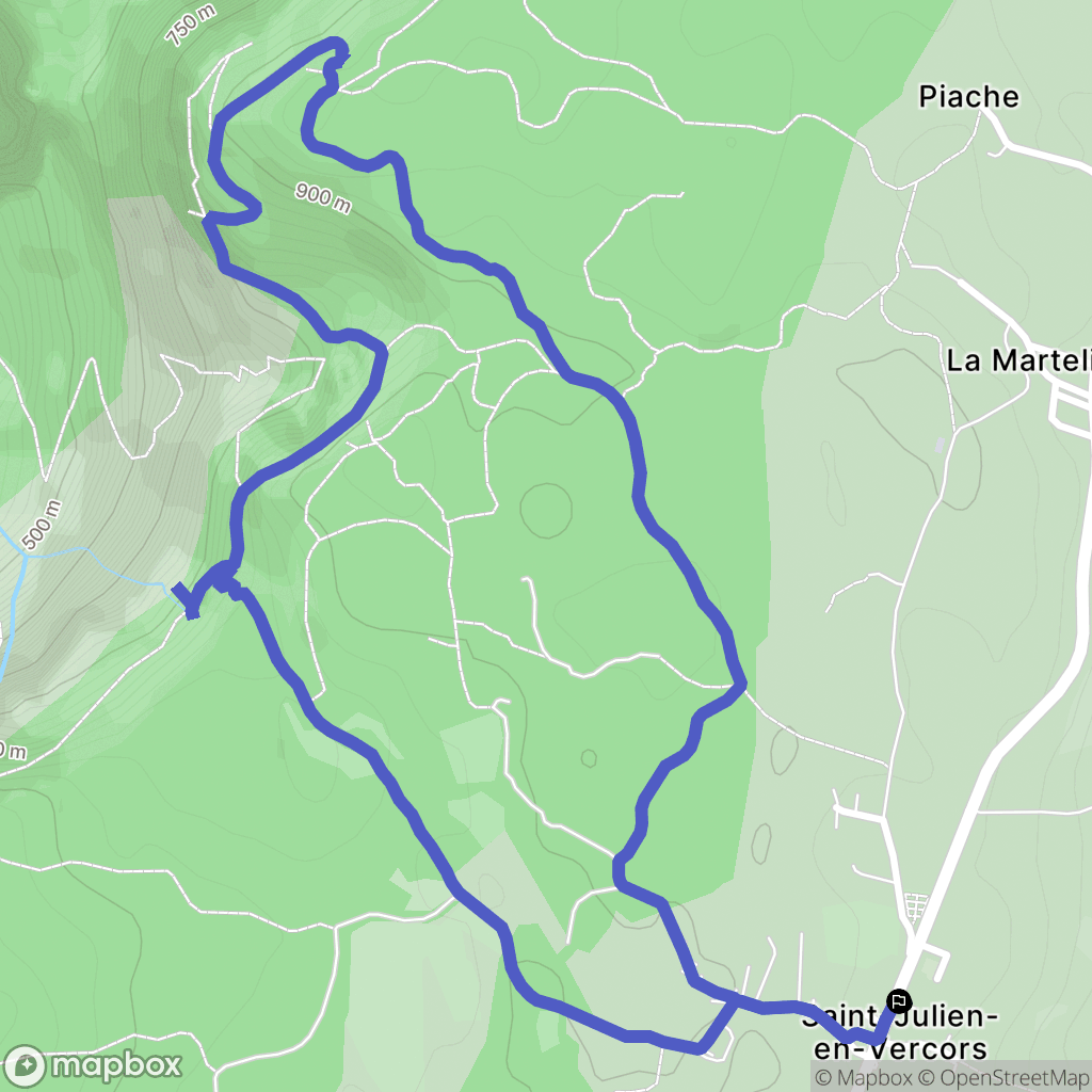 Saint-Julien-en-Vercors : carte du parcours de randonnée - France