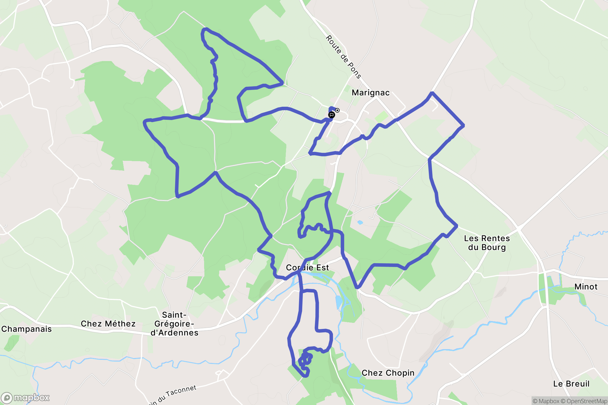 Marignac : carte du parcours de randonnée - France