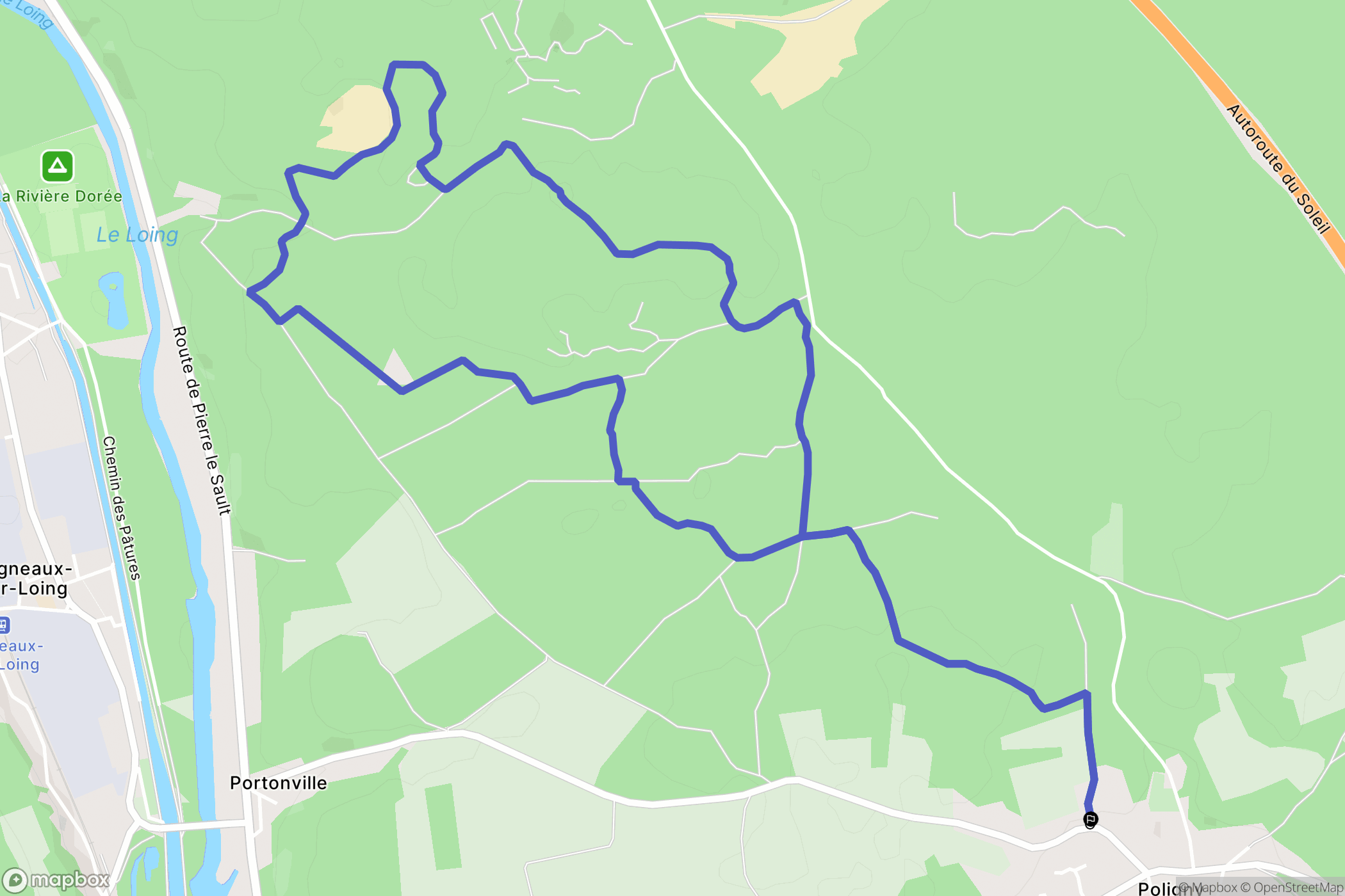 Poligny : carte du parcours de randonnée - France