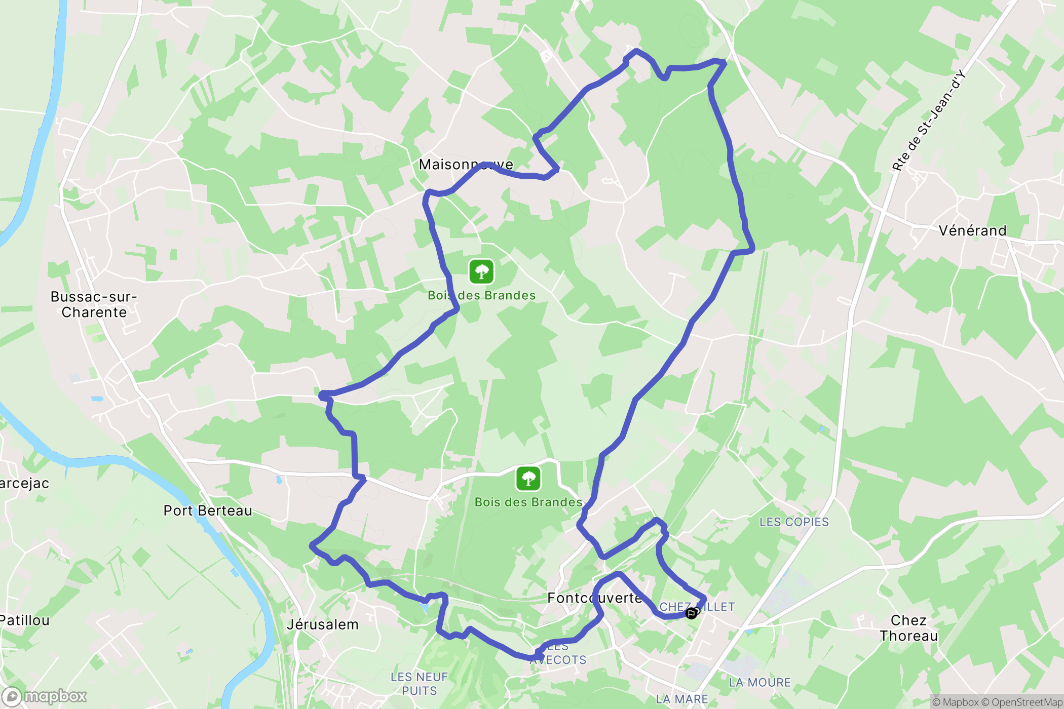 Fontcouverte : carte du parcours de randonnée - France