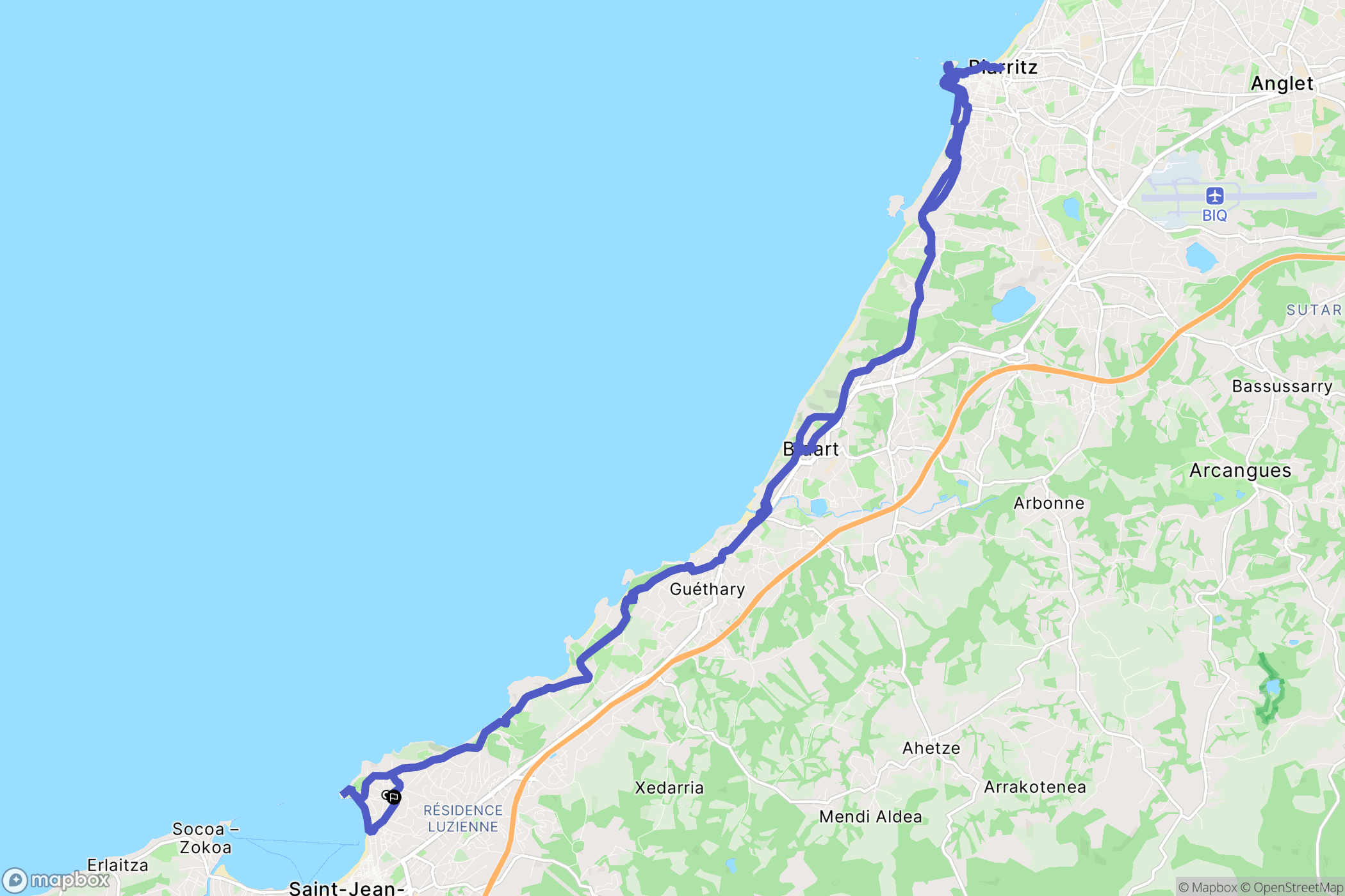 Saint-Jean-de-Luz : carte du parcours de randonnée - France