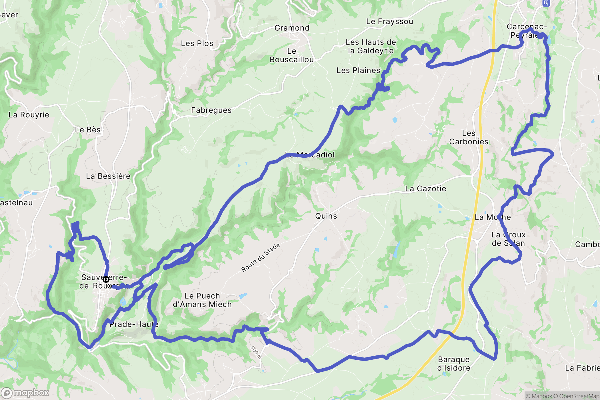 Sauveterre-de-Rouergue : carte du parcours de randonnée - France