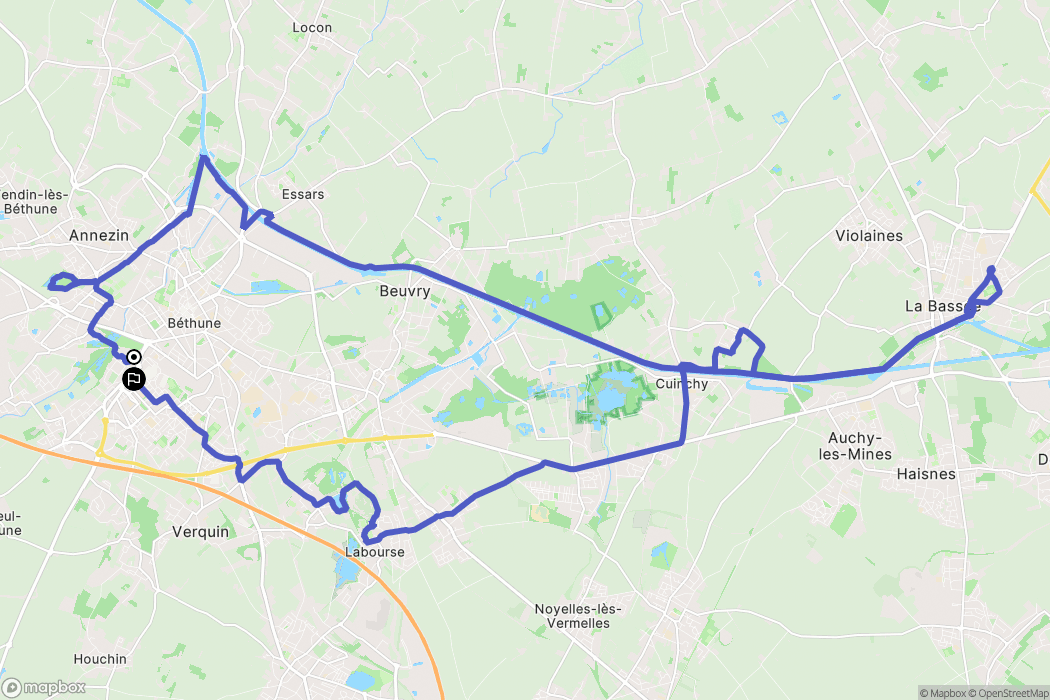 Béthune : carte du parcours de randonnée - France