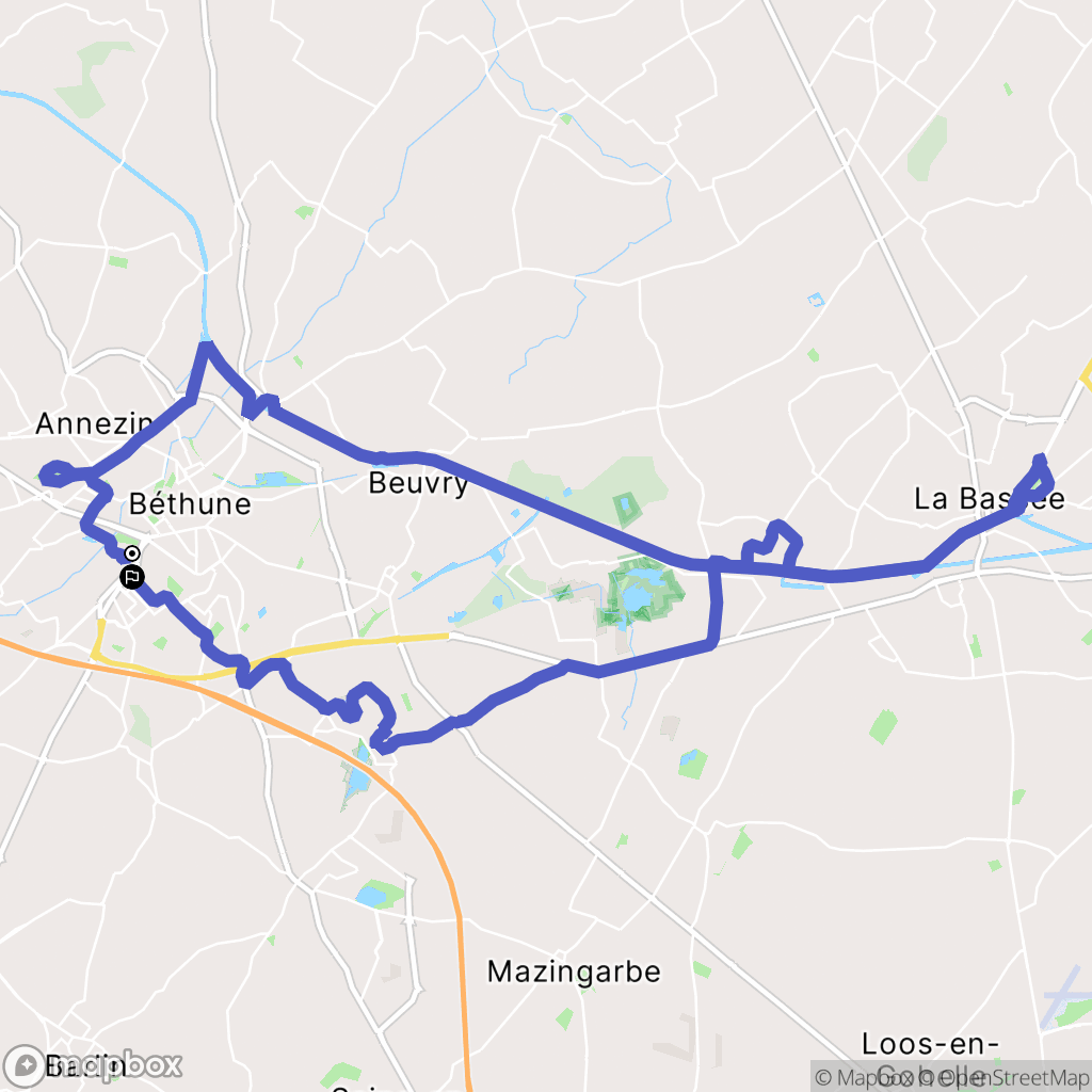 Béthune : carte du parcours de randonnée - France