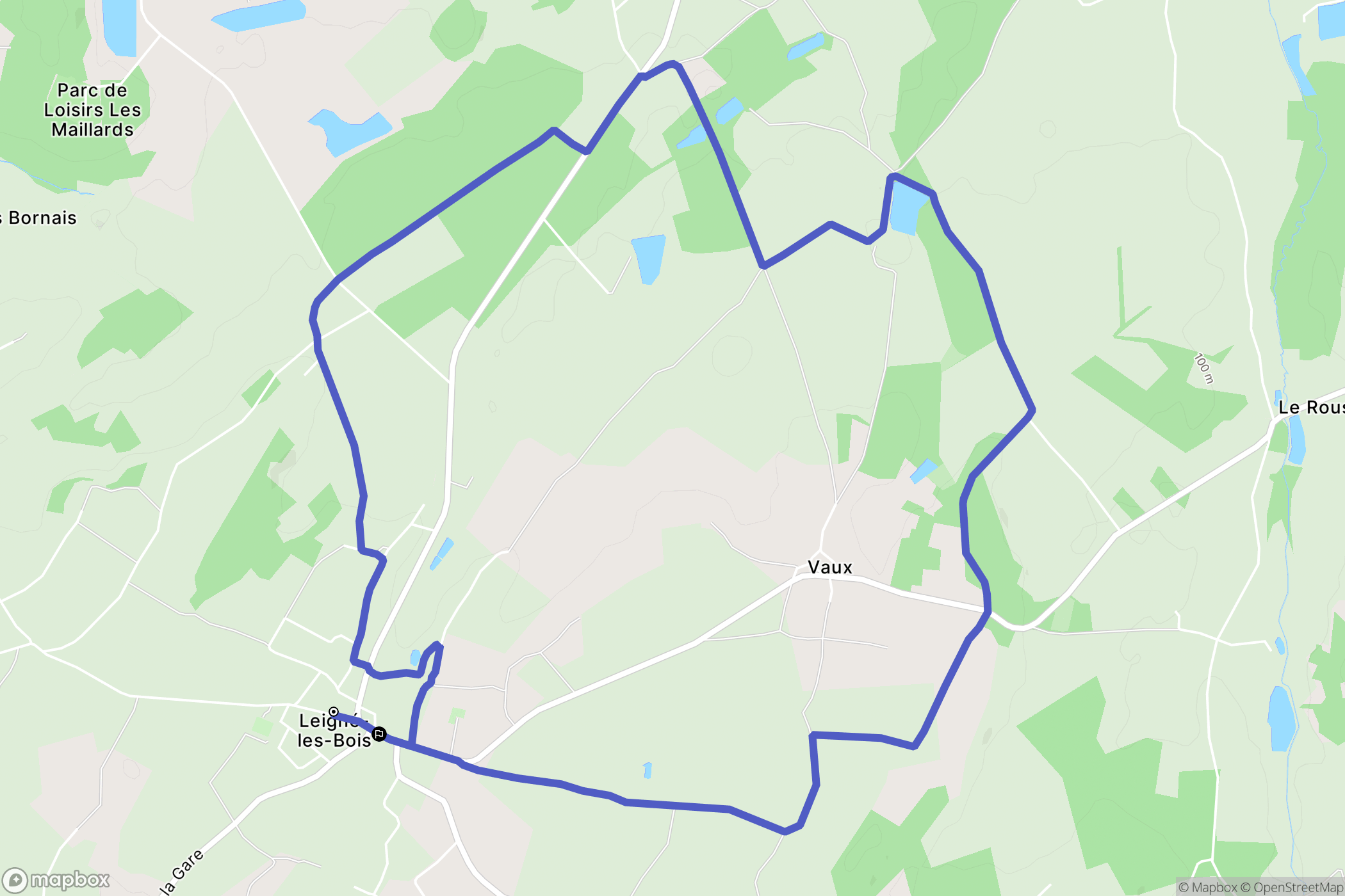 Leigné-les-Bois : carte du parcours de randonnée - France