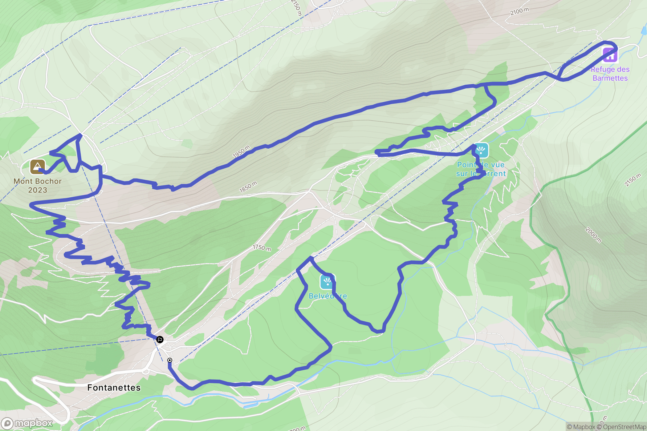 Pralognan-la-Vanoise : carte du parcours de randonnée - France