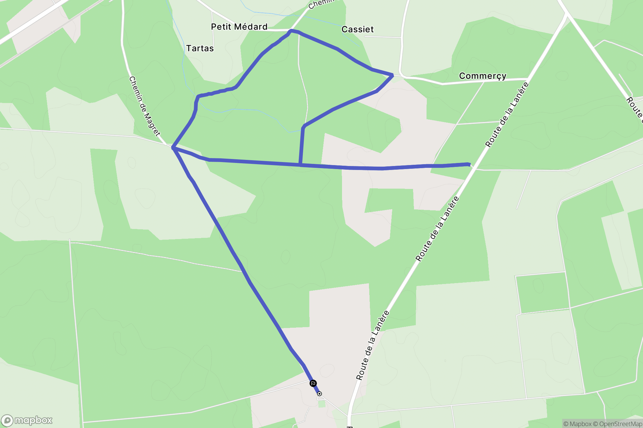 Saubrigues : carte du parcours de randonnée - France