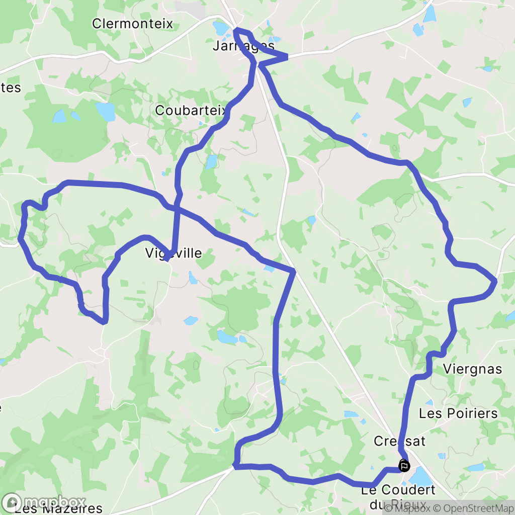 Cressat : carte du parcours de randonnée - France