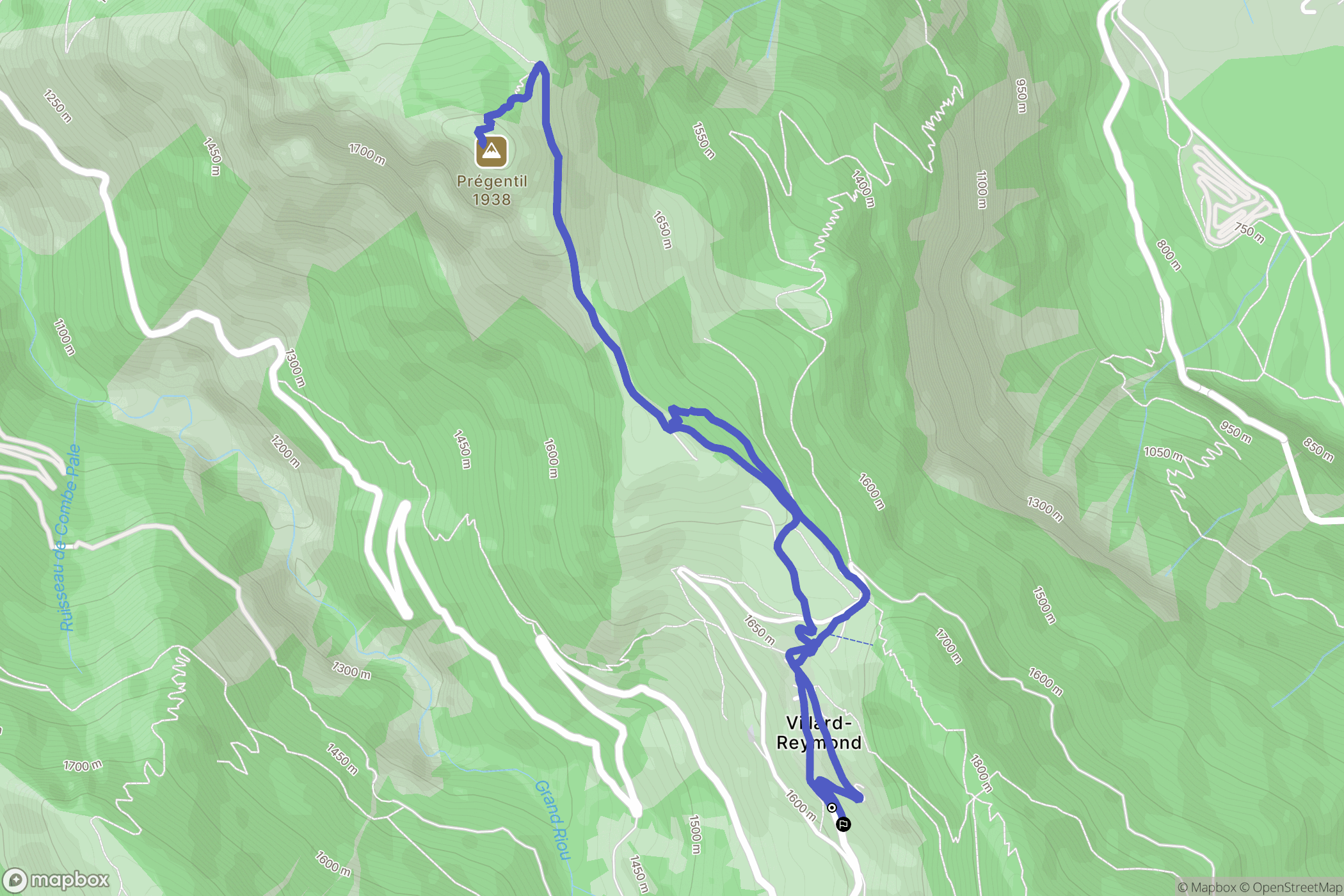 Villard-Reymond : carte du parcours de randonnée - France