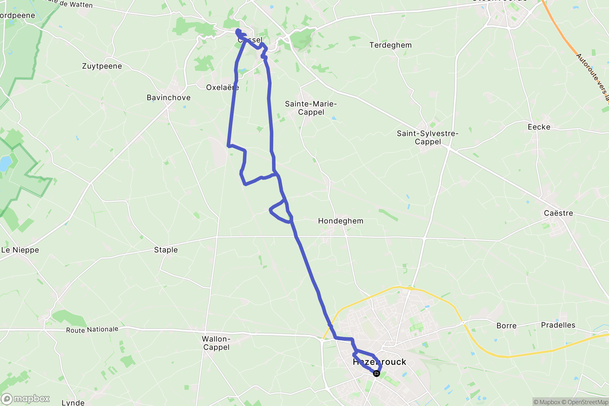 Hazebrouck : carte du parcours de randonnée - France