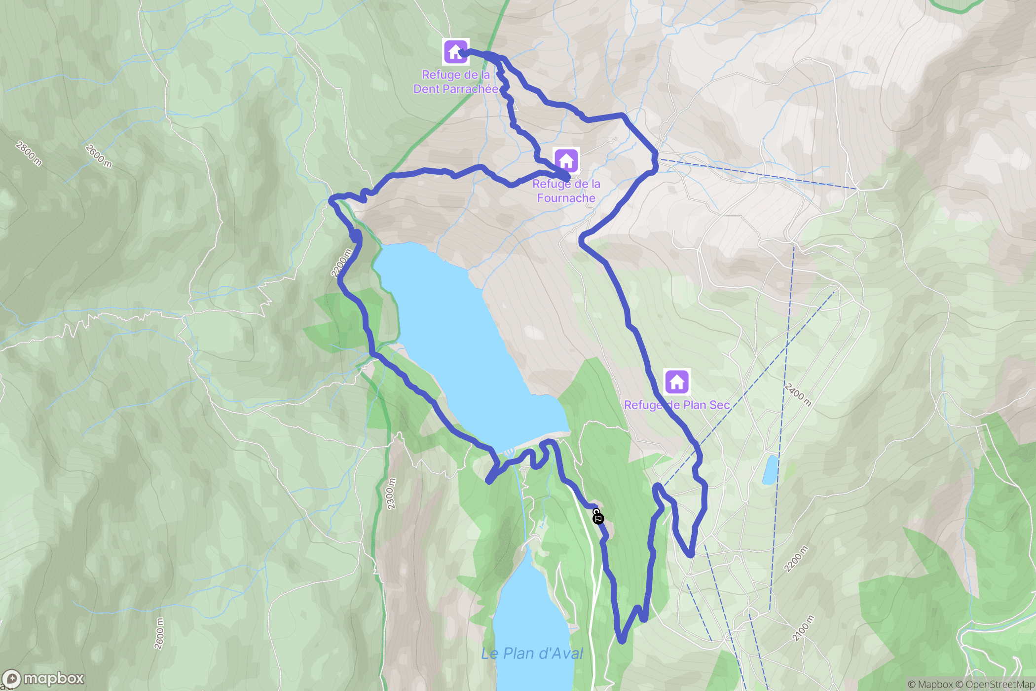 Aussois : carte du parcours de randonnée - France