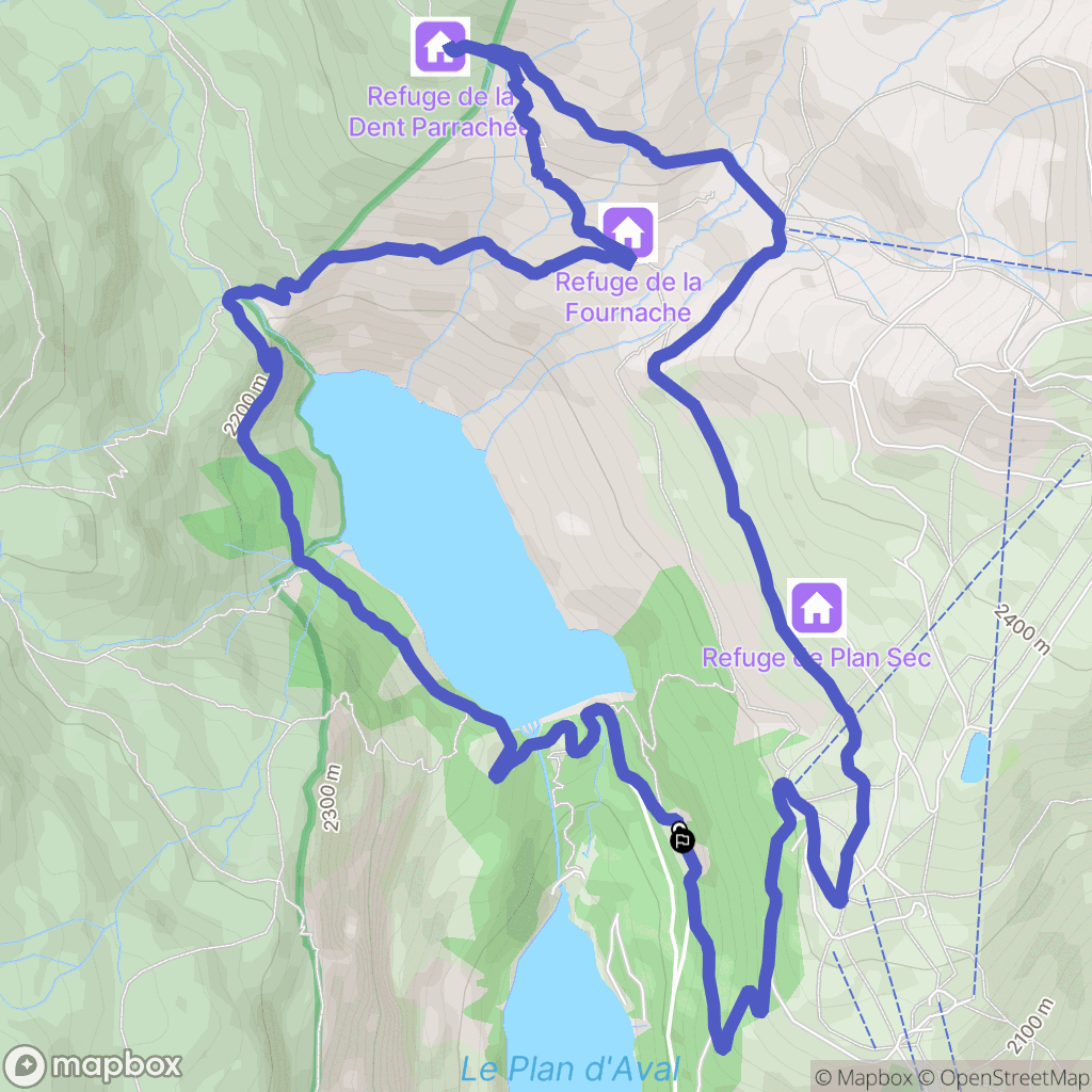 Aussois : carte du parcours de randonnée - France