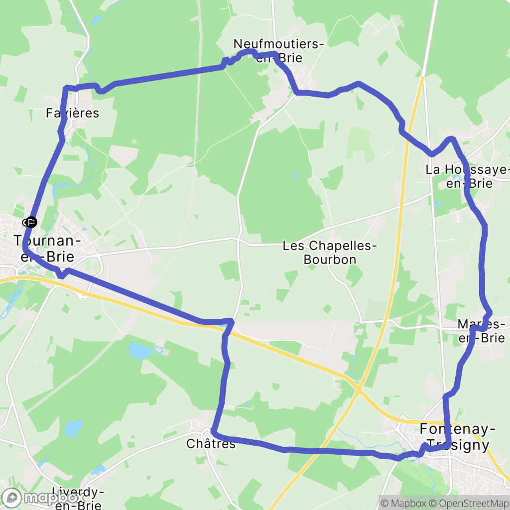 Tournan-en-Brie : carte du parcours de randonnée - France