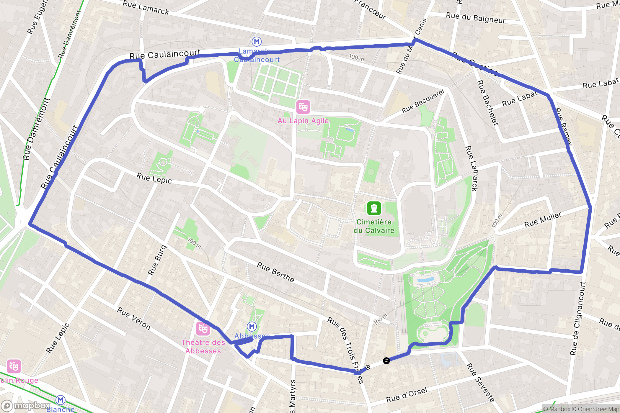 Paris : carte du parcours de randonnée - France