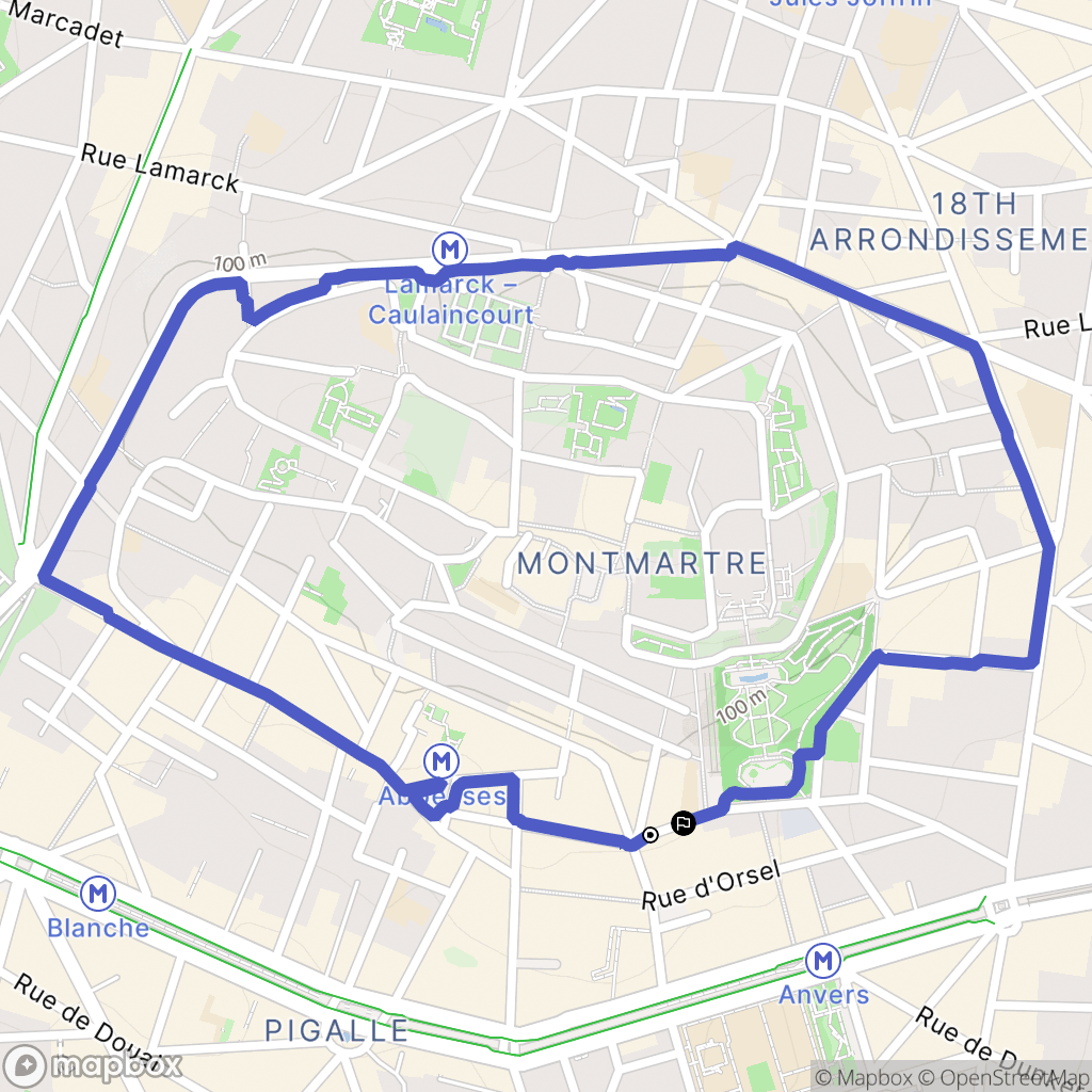 Paris : carte du parcours de randonnée - France