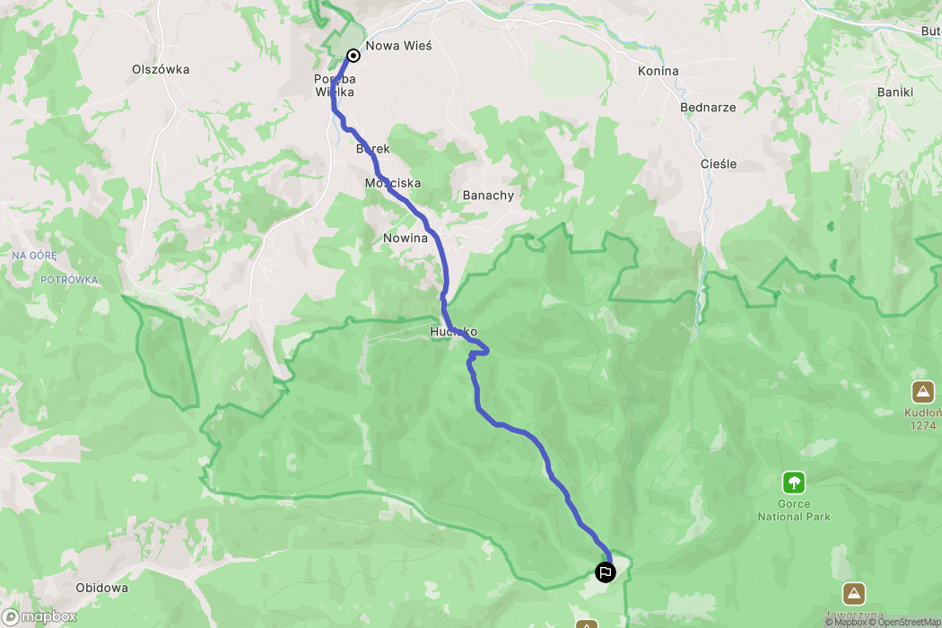 Poręba Wielka: mapa trasy - Poland