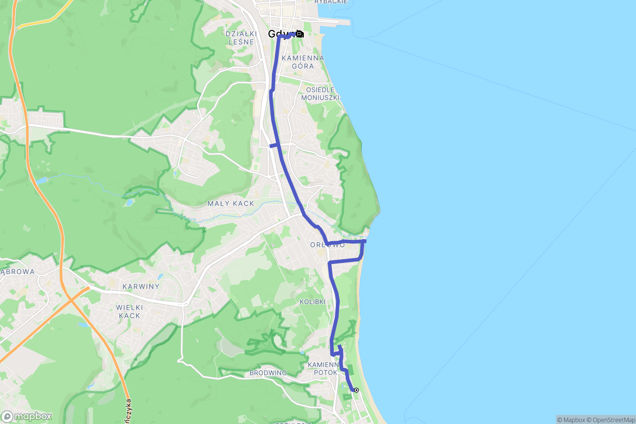 Sopot: mapa trasy - Poland