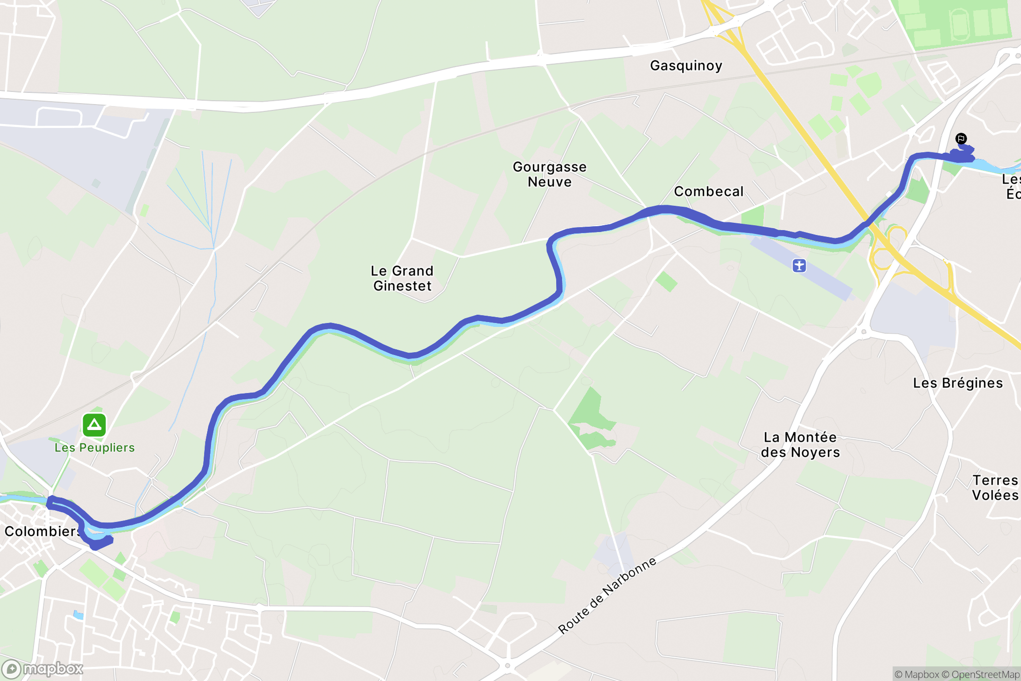 Béziers : carte du parcours de randonnée - France