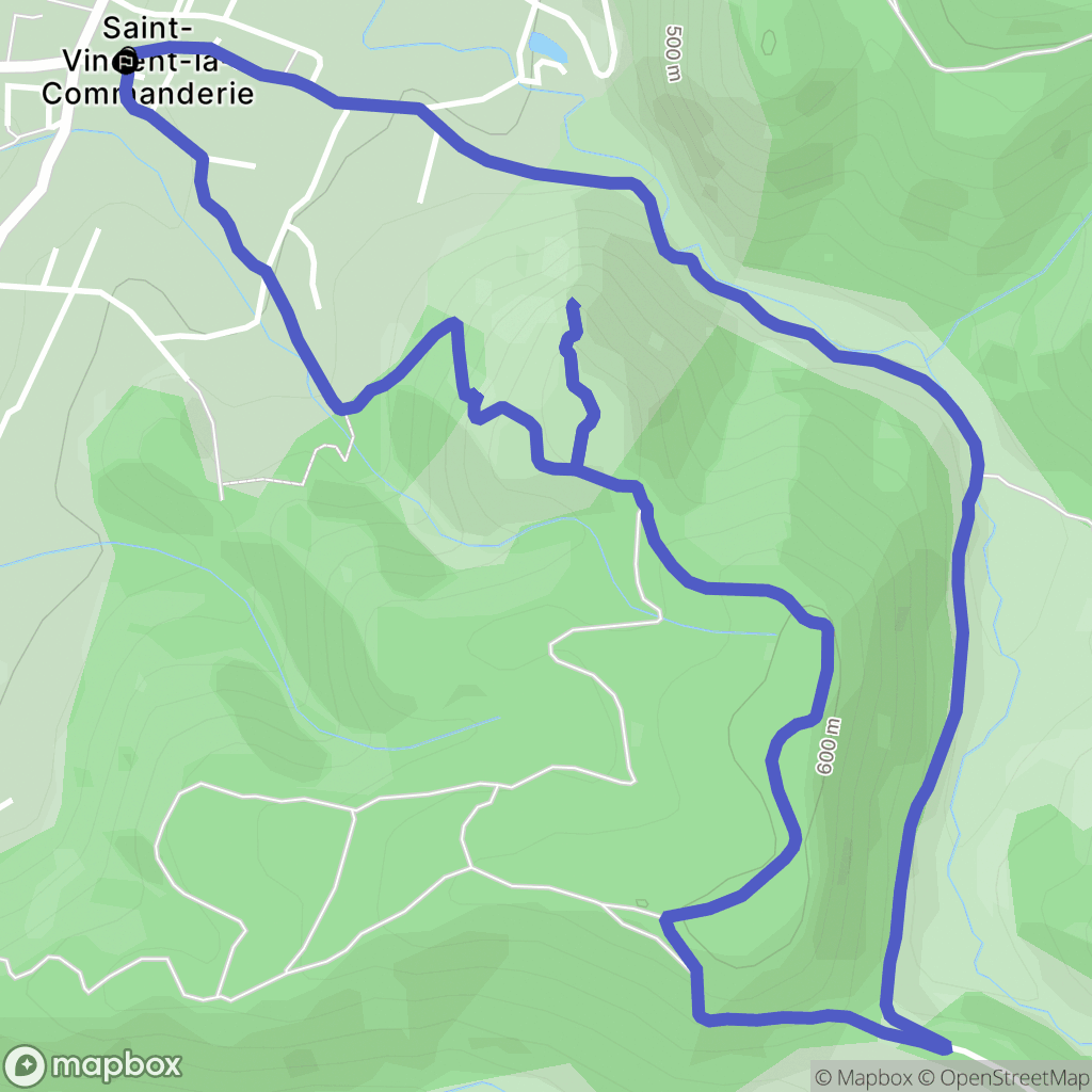 Saint-Vincent-la-Commanderie : carte du parcours de randonnée - France