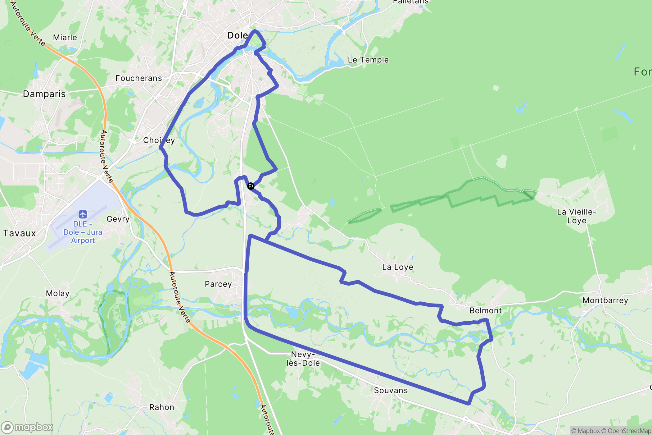 Villette-lès-Dole : carte du parcours de randonnée - France