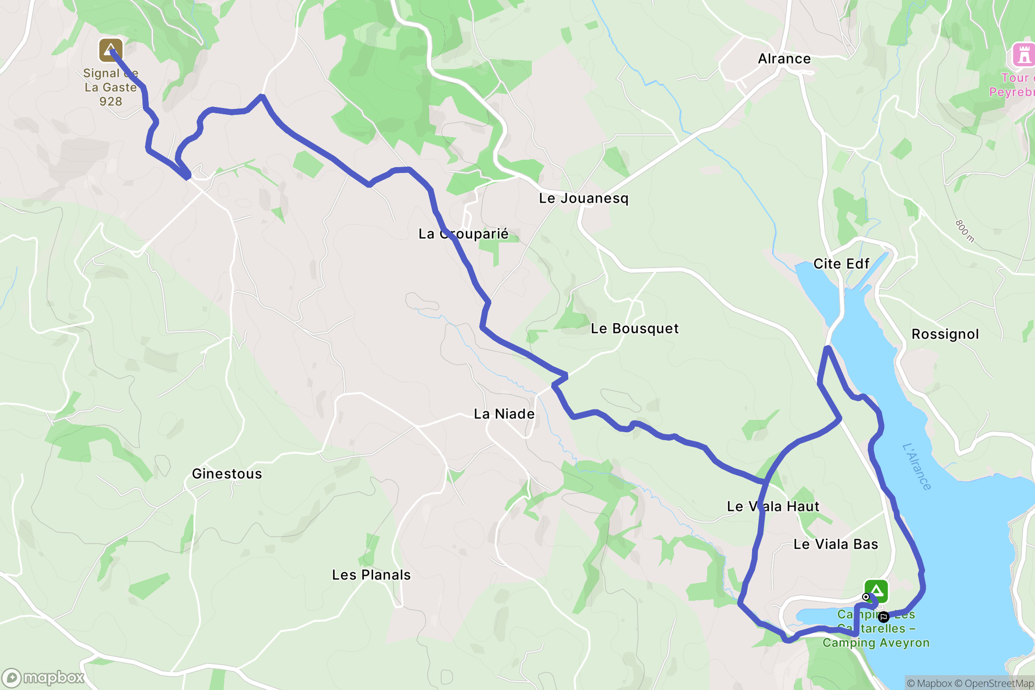 Villefranche-de-Panat : carte du parcours de randonnée - France