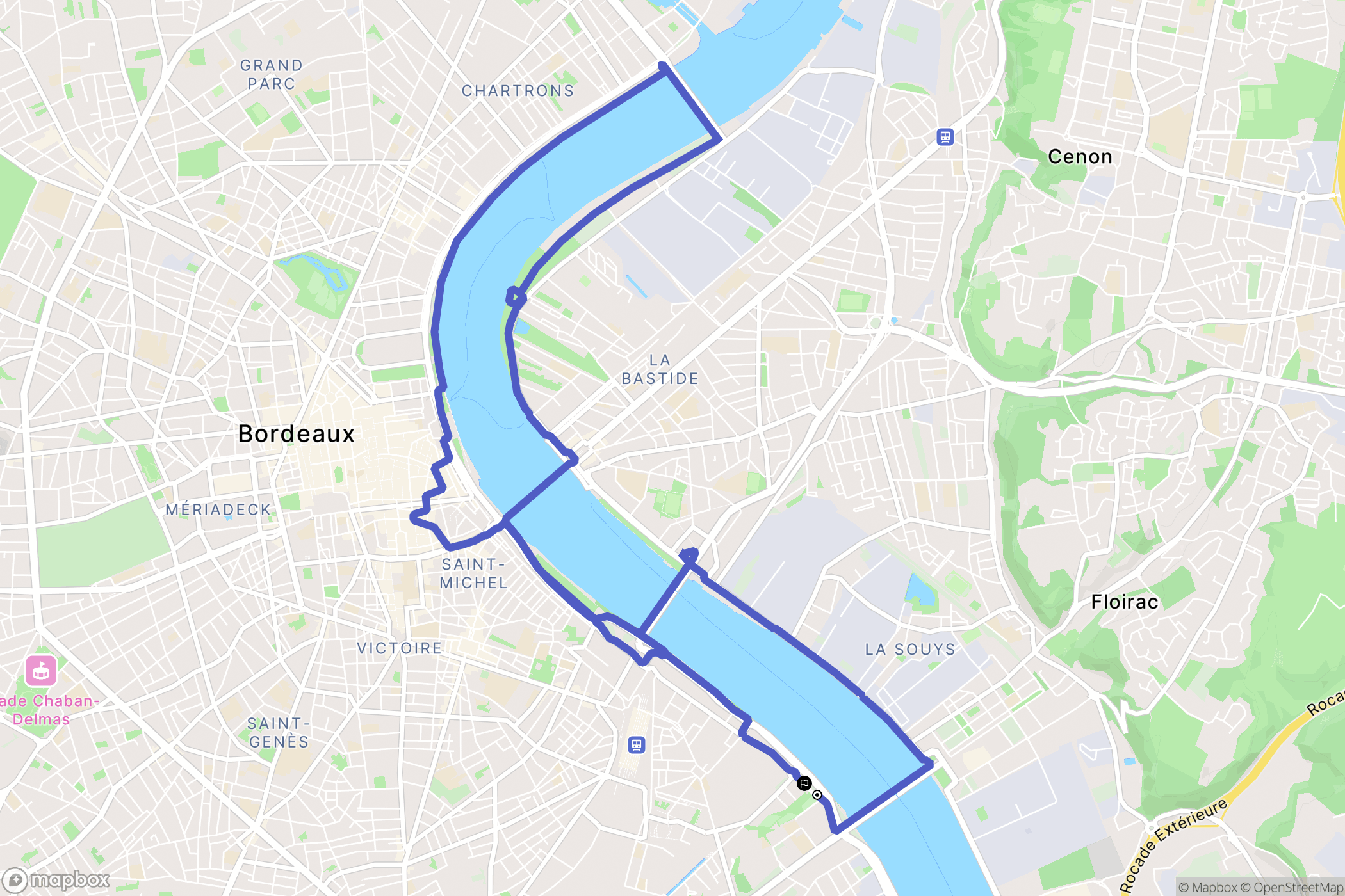 Bordeaux : carte du parcours de randonnée - France