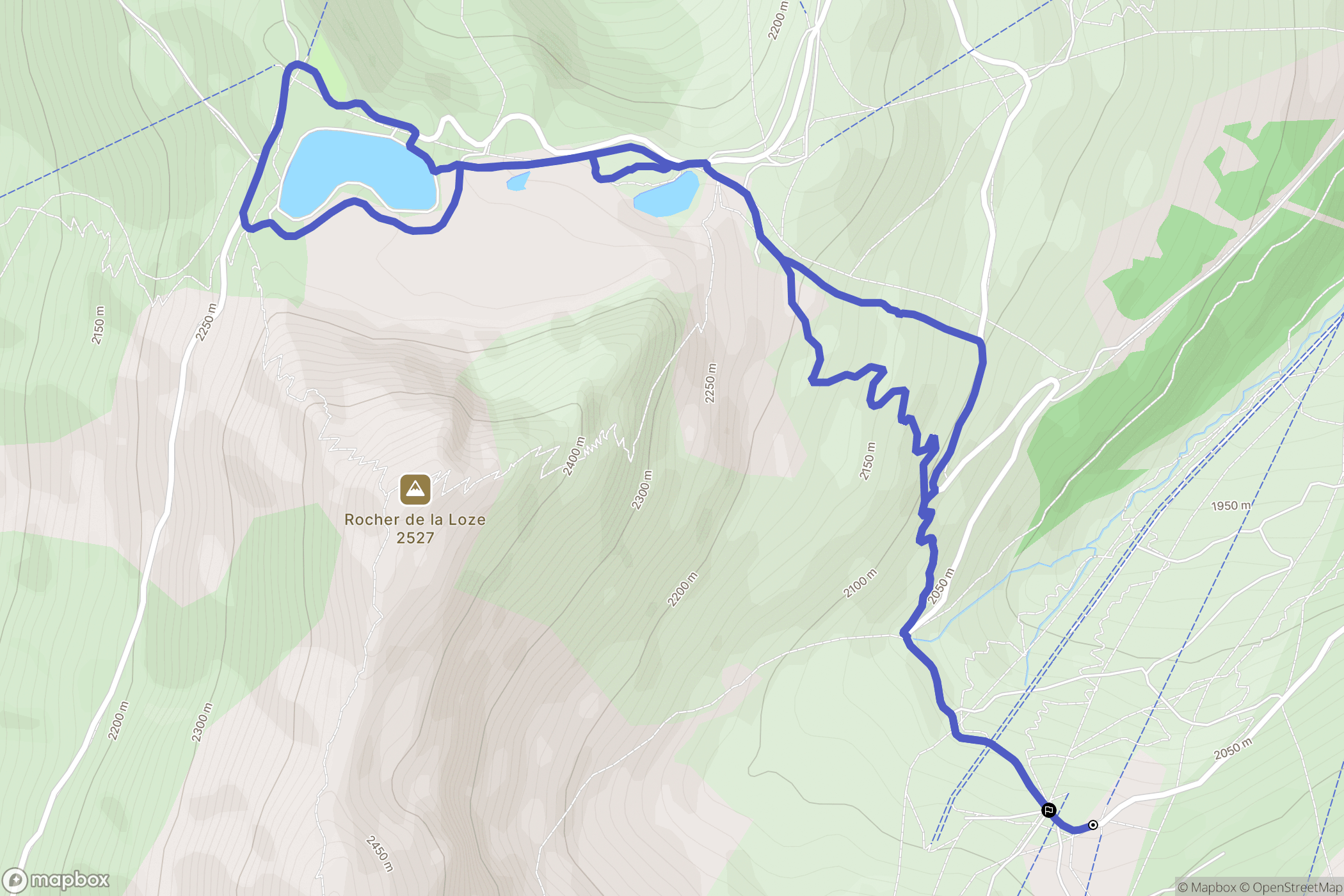 Courchevel : carte du parcours de randonnée - France