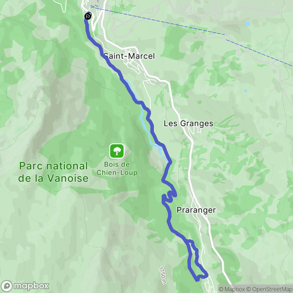 Les Belleville : carte du parcours de randonnée - France