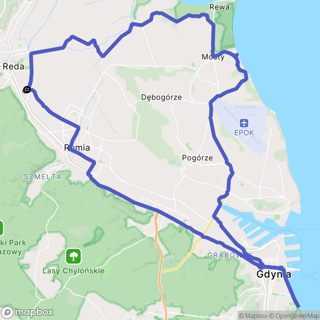 Reda: mapa trasy - Poland