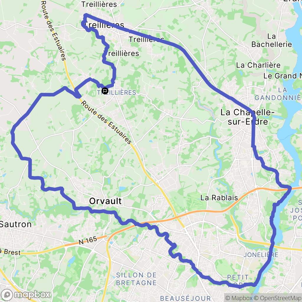 Treillières : carte du parcours de randonnée - France