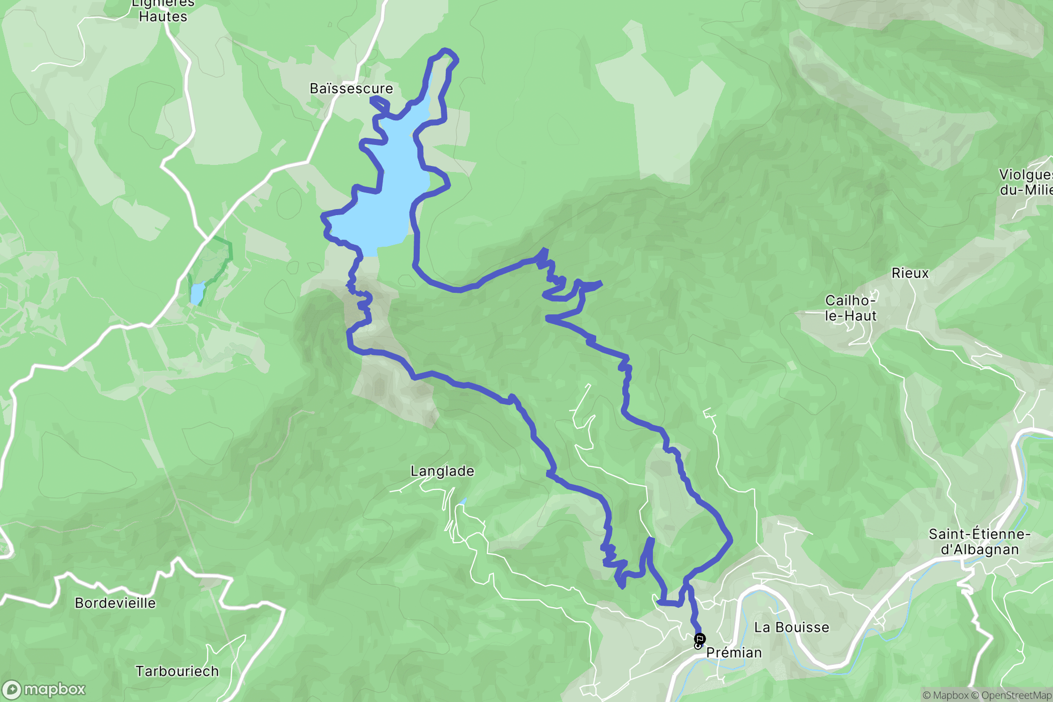 Prémian : carte du parcours de randonnée - France