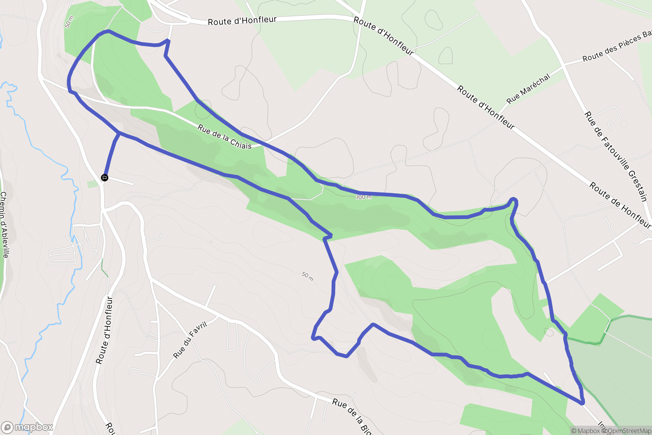Fiquefleur-Équainville : carte du parcours de randonnée - France