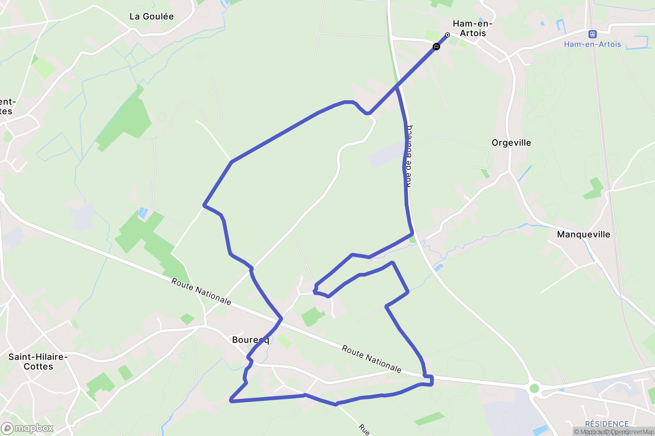 Ham-en-Artois : carte du parcours de randonnée - France