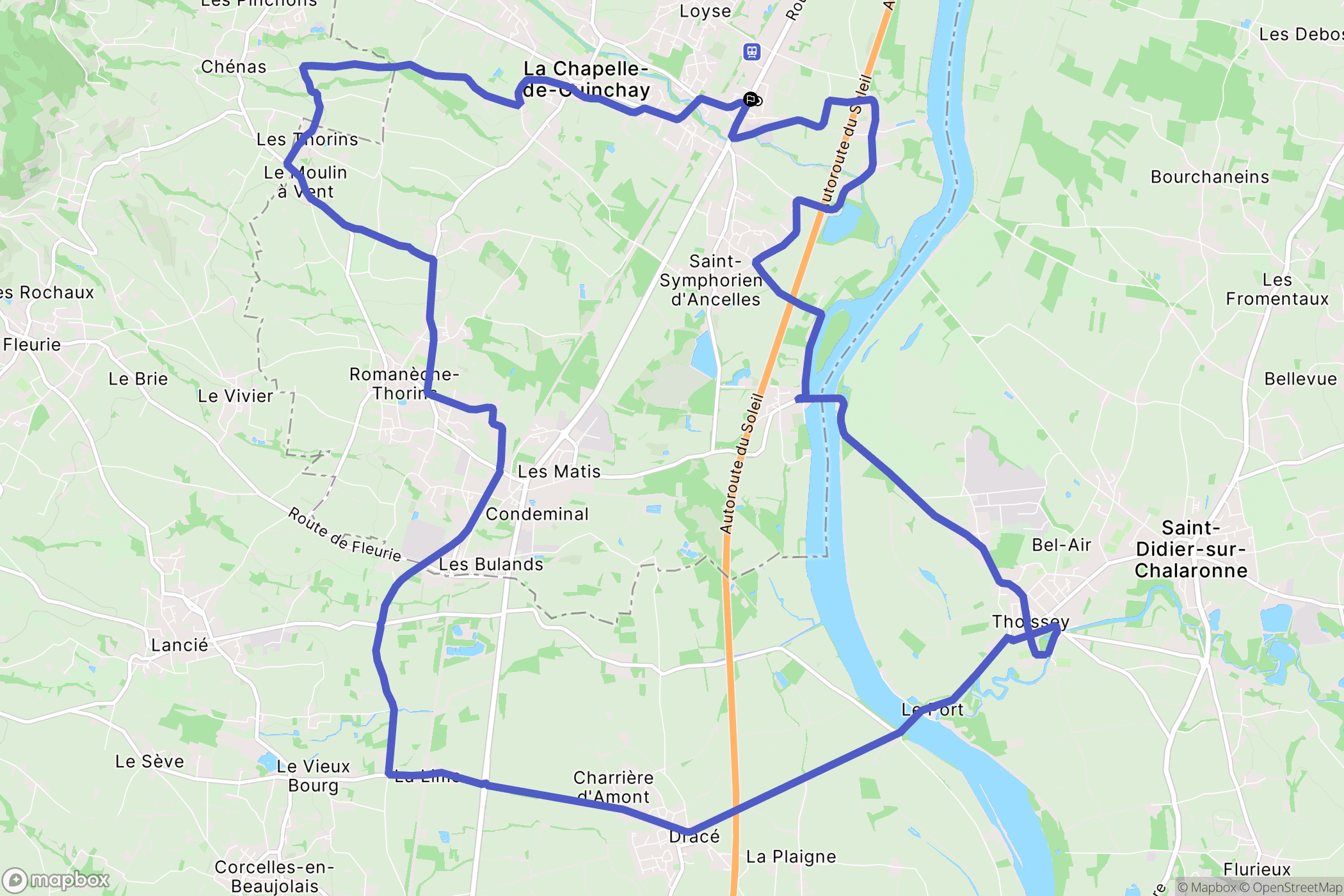La Chapelle-de-Guinchay : carte du parcours de randonnée - France