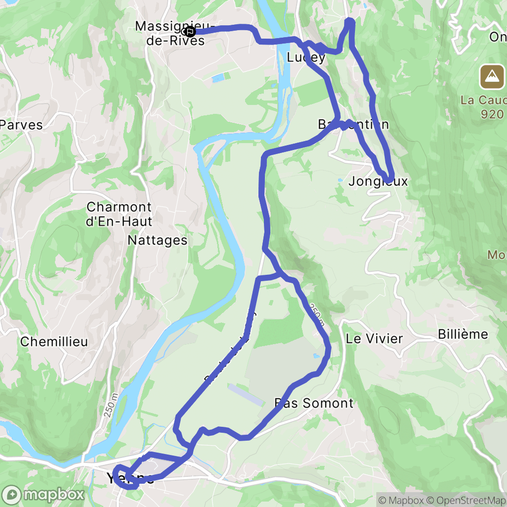 Massignieu-de-Rives : carte du parcours de randonnée - France