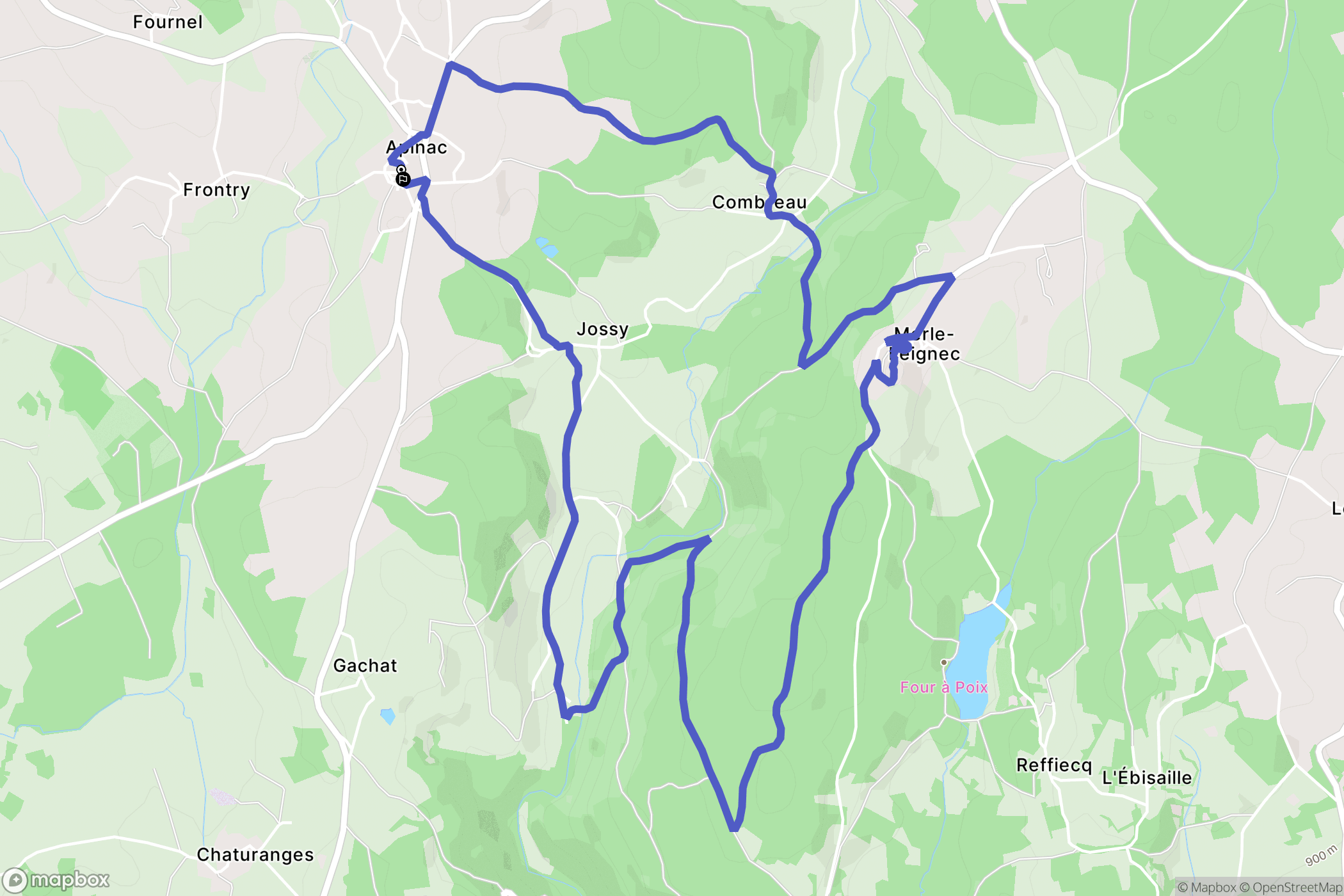 Apinac : carte du parcours de randonnée - France