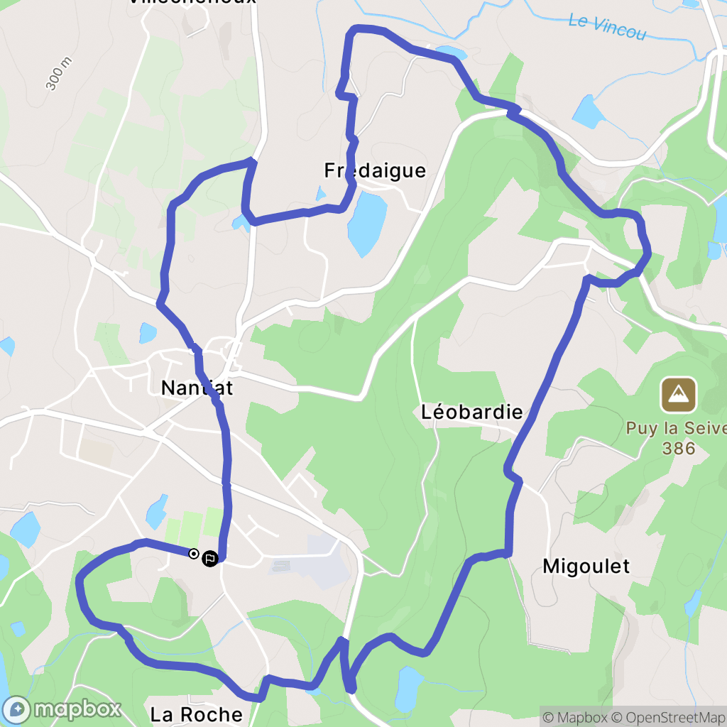 Nantiat : carte du parcours de randonnée - France