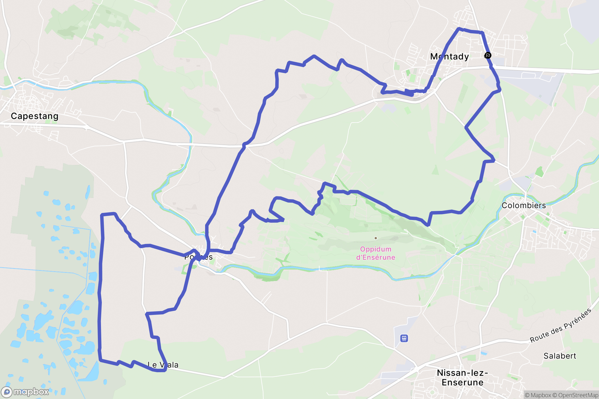 Montady : carte du parcours de randonnée - France