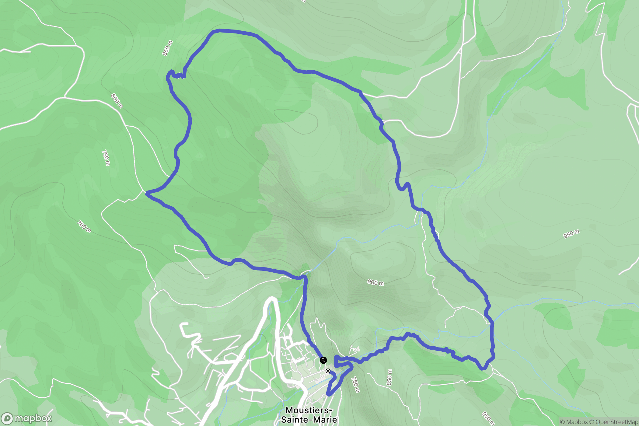 Moustiers-Sainte-Marie : carte du parcours de randonnée - France