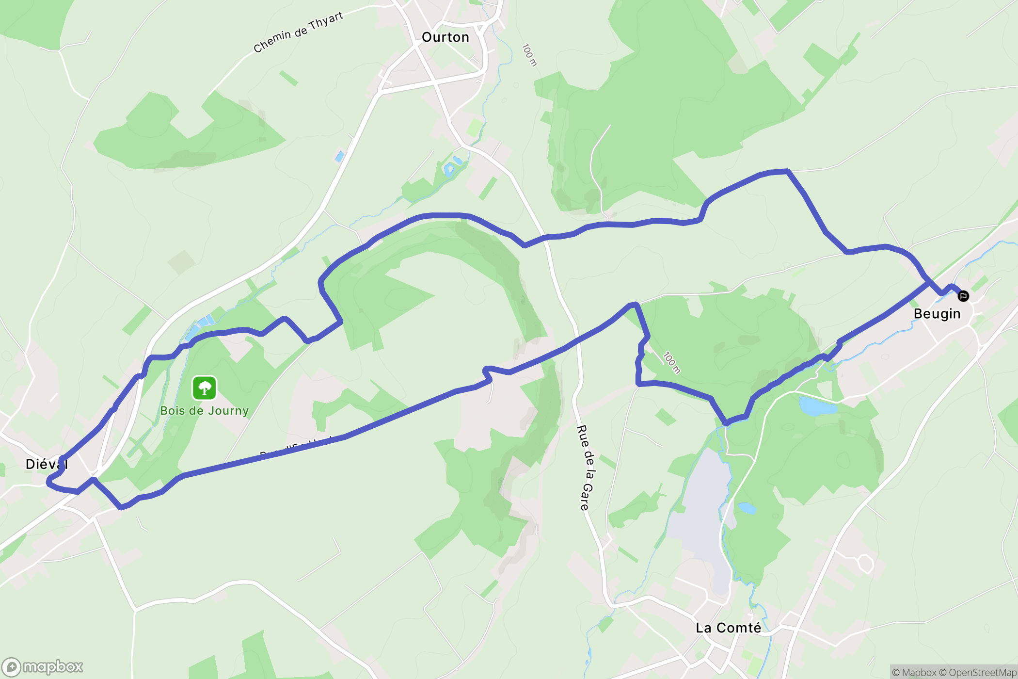 Beugin : carte du parcours de randonnée - France