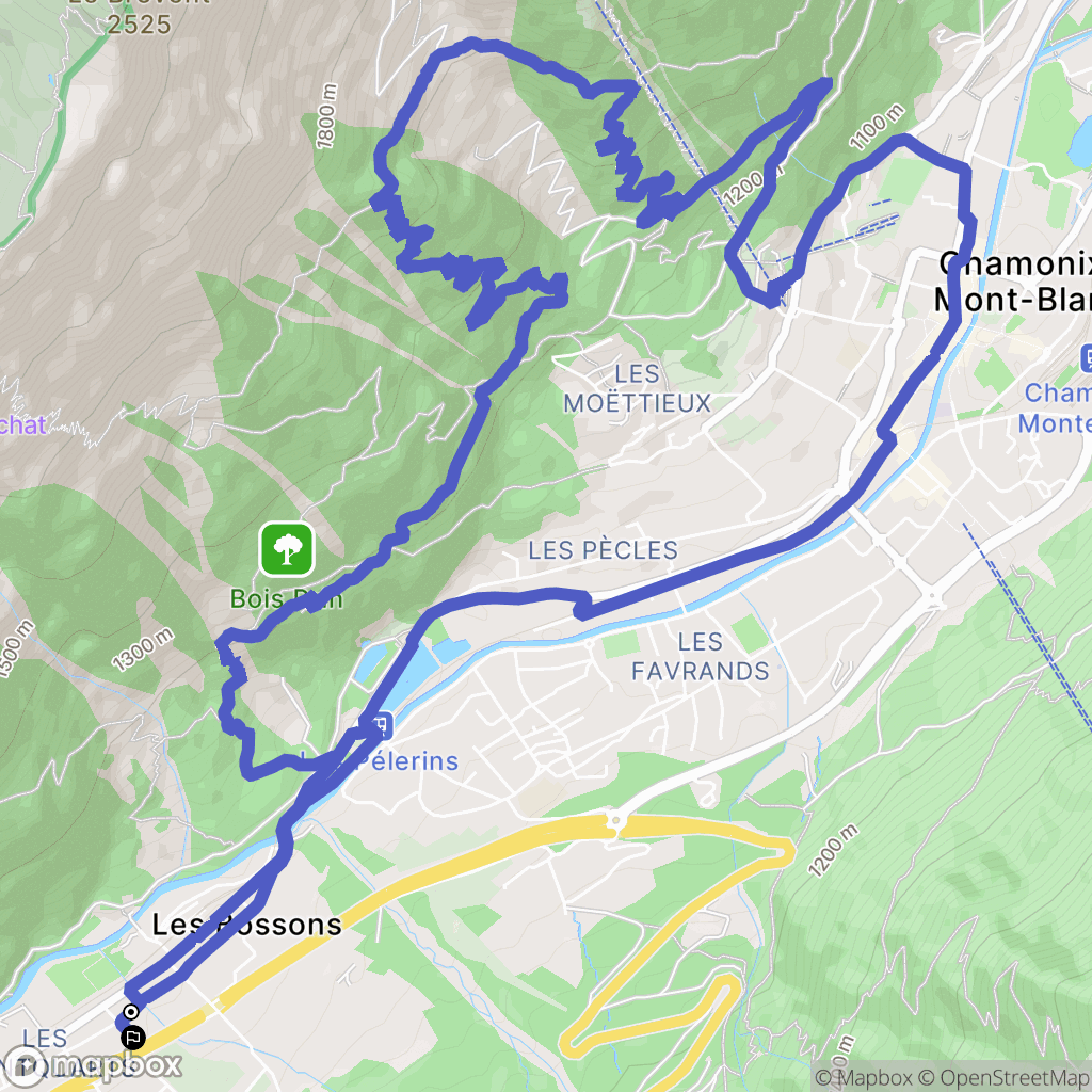 Chamonix-Mont-Blanc : carte du parcours de randonnée - France