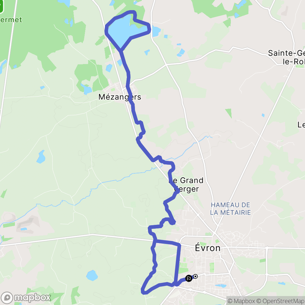 Évron : carte du parcours de randonnée - France