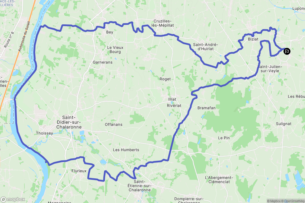 Saint-Julien-sur-Veyle : carte du parcours de randonnée - France
