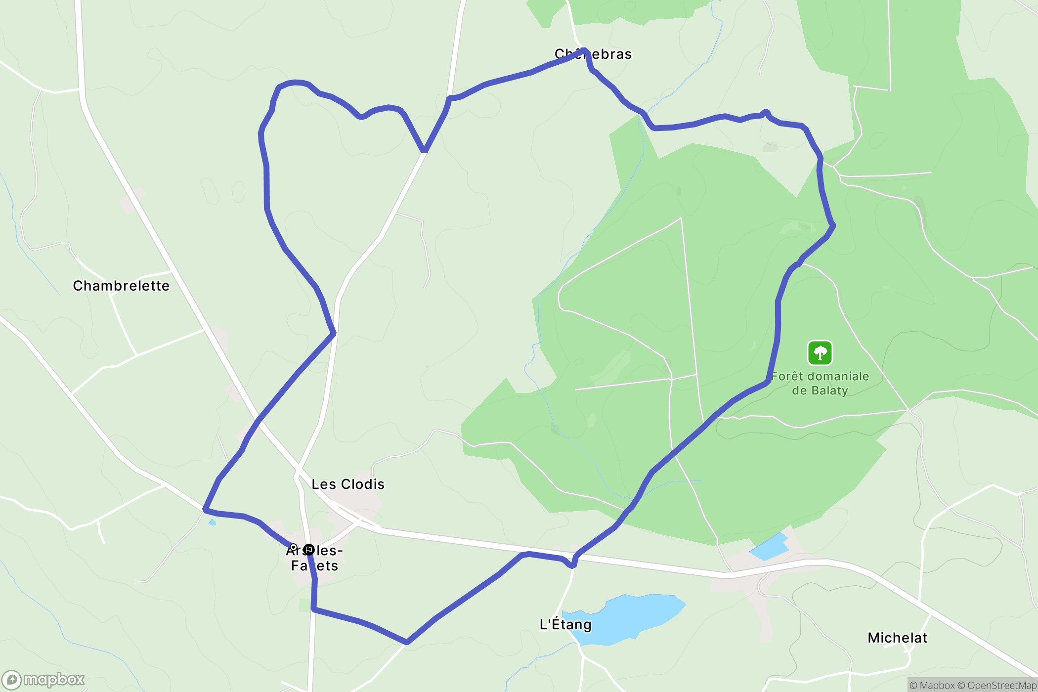 Ars-les-Favets : carte du parcours de randonnée - France