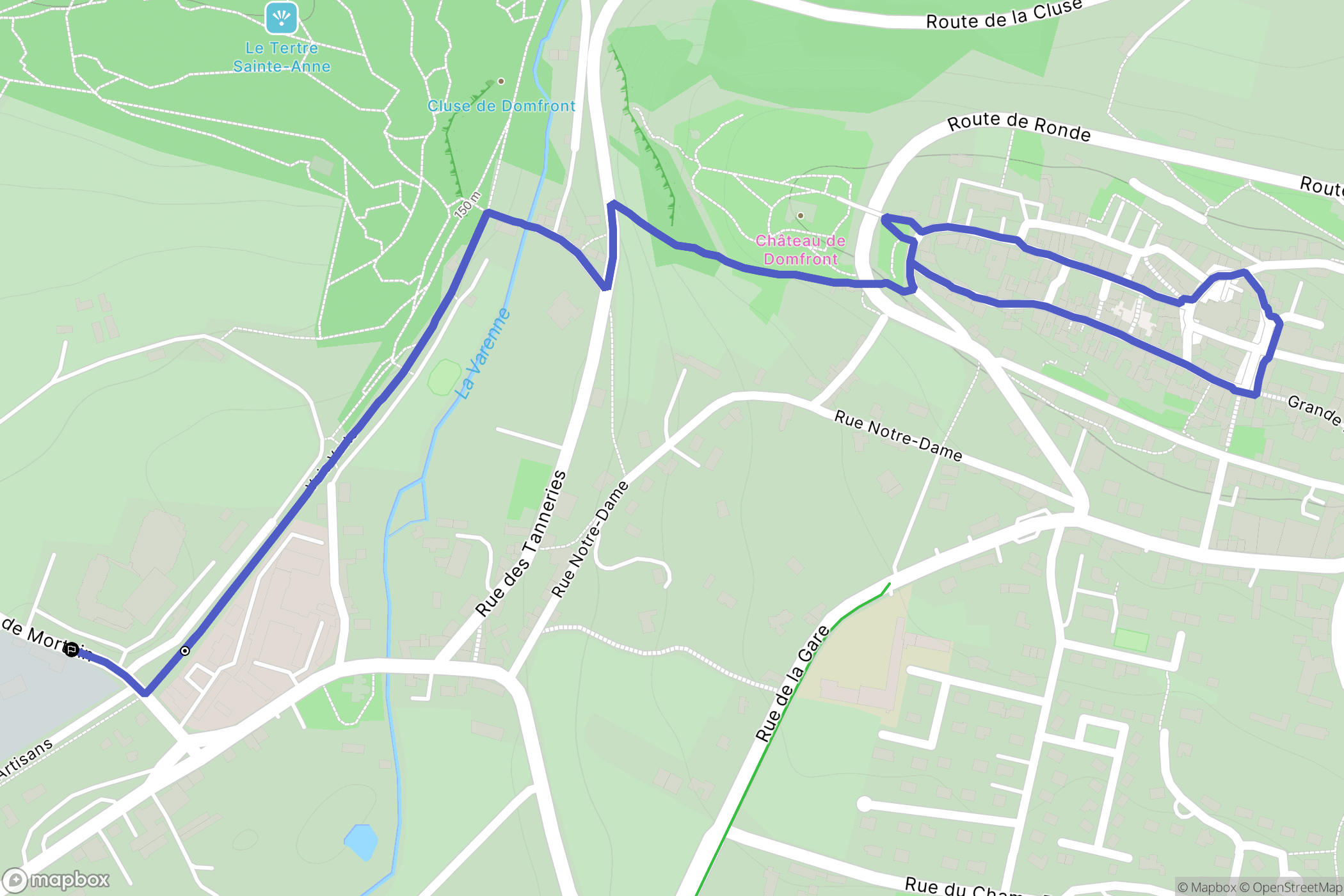 Domfront en Poiraie : carte du parcours de randonnée - France